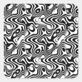 Trendy zwart-wit Abstract Swirls Pattern Vierkante Sticker (Voorkant)