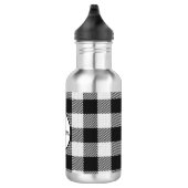 Trendy zwart-wit Buffalo Plaid Monogrammed Waterfles (Rechts)