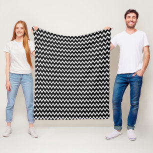 Trendy zwart-wit Chevron patroon Fleece Deken