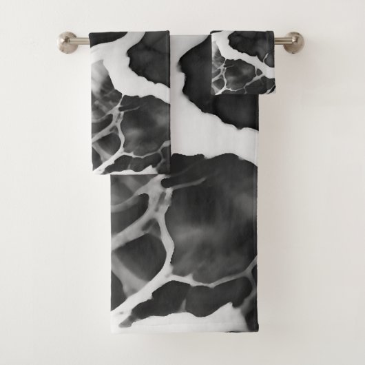 Trendy zwart-wit faux marmer bad handdoek (Insitu)