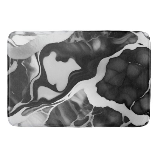 Trendy zwart-wit faux marmer badmat (Voorkant)