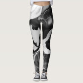 Trendy zwart-wit faux marmer leggings (Voorkant)