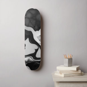 Trendy zwart-wit faux marmer skateboard