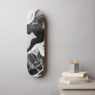 Trendy zwart-wit faux marmer skateboard