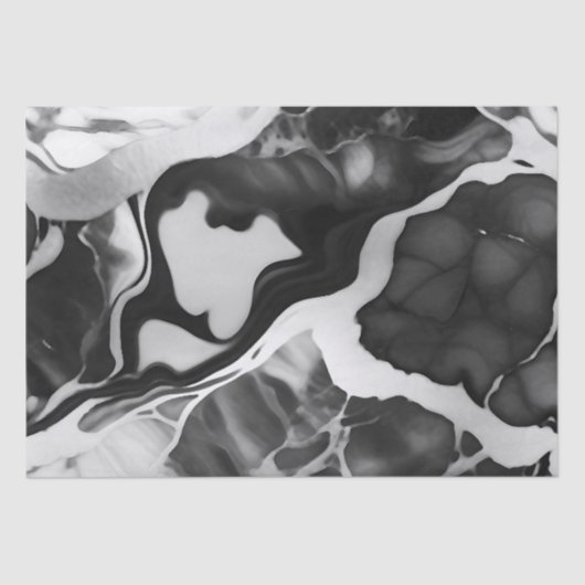 Trendy zwart-wit faux marmer tissuepapier (Voorkant)