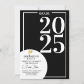 trendy zwart-wit foto afstuderen Uitnodiging (Voorkant)