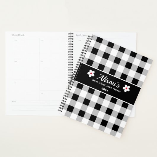 Trendy zwart wit geruit Home School les Planner (Display)