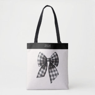 Trendy zwart-wit Gingham Bow Draagtas