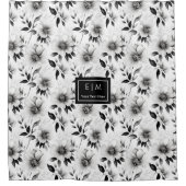 Trendy zwart-wit gordijn voor haar douche (Voorkant)