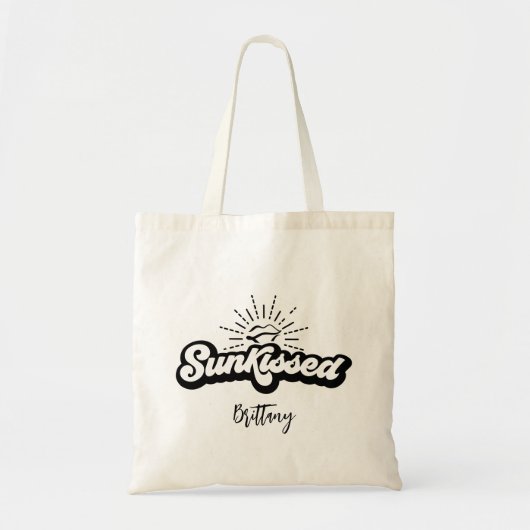 Trendy zwart-wit moderne scriptnaam tote bag (Voorkant)