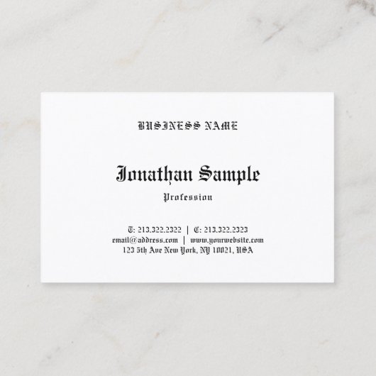 Trendy zwart-wit nostalgische oude Engelse tekst Visitekaartje (Achterkant)