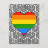 Trendy zwart wit ontwerp regenboog hart liefde briefkaart (Voorkant)