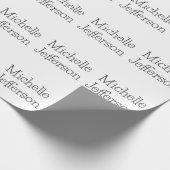 Trendy Zwart & Wit Script Naam Chic Cadeaupapier (Hoek)