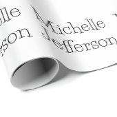 Trendy Zwart & Wit Script Naam Chic Cadeaupapier (Rol Hoek)