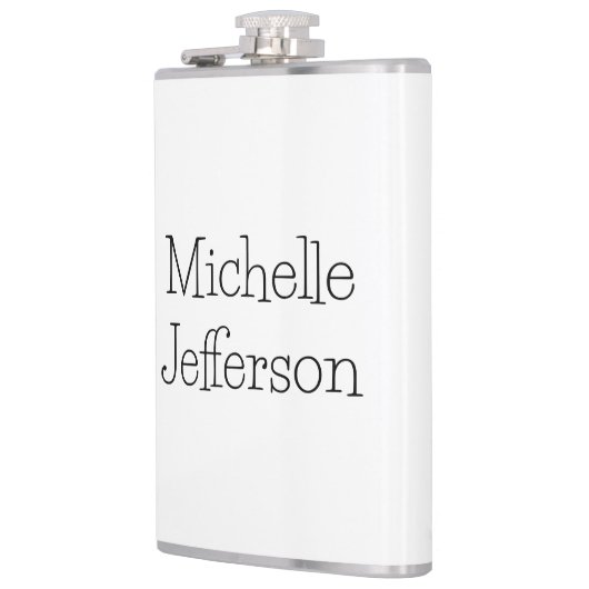 Trendy Zwart & Wit Script Naam Chic Heupfles (Links)