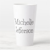 Trendy Zwart & Wit Script Naam Chic Latte Mok (Voorkant)