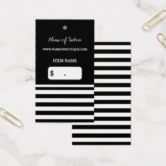 Trendy Zwart Wit Strepen Haarsalon Hang Label Visitekaartjes