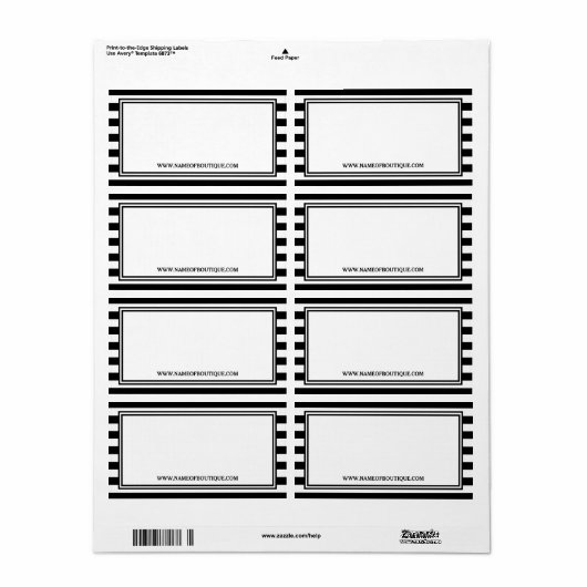 Trendy Zwart Wit Strepen Haarsalon Website Etiket (Full Sheet)