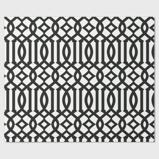 Trendy zwart-wit trellis patroon cadeaupapier (Vlak)