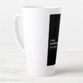 Trendy zwart wit verticaal uniek visitekaartje latte mok (Linkerhoek)