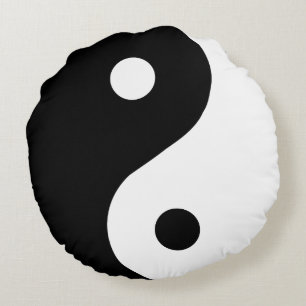 Trendy zwart-wit Ying Yang Pillow Rond Kussen