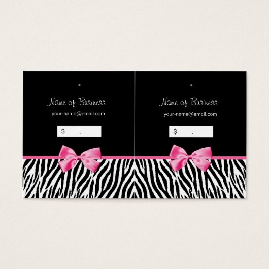 Trendy zwart-wit zebra print hang Label Visitekaartje (Voorkant)
