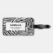 Trendy Zwart Wit Zebra Skin Modern Pattern Bagagelabel (Achterkant horizontaal)