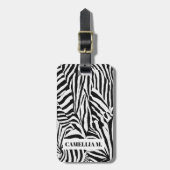 Trendy Zwart Wit Zebra Skin Pattern Custom Bagagelabel (Voorkant verticaal)