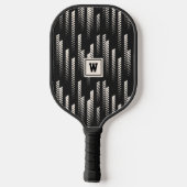 Trendy Zwarte Abstracte Geometrische Streep Monogr Pickleball Paddle (Achterkant)