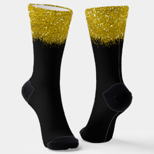 Trendy Zwarte En Gouden Glitter Feest Sokken