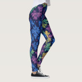 Trendy zwarte kleurrijke bladeren botanische patro leggings (Rechts)
