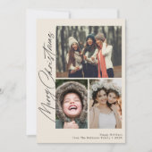 Trendy zwarte script vrolijk kerstfeest feestdagenkaart (Voorkant)