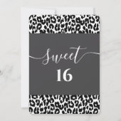 Trendy zwarte witte luipaard, zoet 16 uitnodiging (Achterkant)