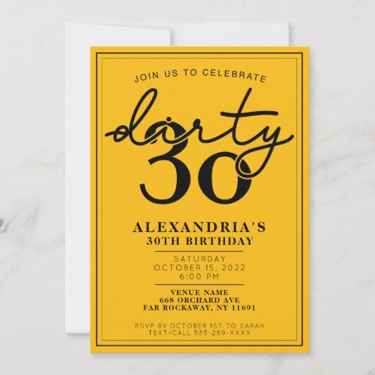 Trente - 30e anniversaire Invitation de fête (Devant)