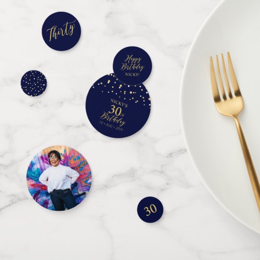 Trente | Gold & Navy Confetti 30e anniversaire fêt (Groupe)