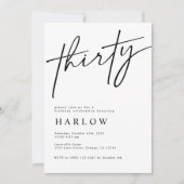 Trente Invitation d'anniversaire noir et blanc (Devant)