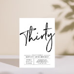 Trente | Invitation de fête du 30e anniversaire mo<br><div class="desc">Célébrez votre journée spéciale avec cette simple et élégante invitation à la fête du 30e anniversaire. Ce design est doté d'un script de brosse chic avec une mise en page propre en noir et blanc. D'autres designs sont disponibles dans ma boutique BaraBomDesign.</div>
