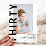 TRENTE Photo moderne 30e anniversaire Invitation d<br><div class="desc">Moderne 30th Birthday Invitation - Design dispose d'un arrière - plan blanc qui peut être changé à n'importe quelle couleur, une photo de portrait, le texte 'TRENTE' en caractères noirs gras et un élégant modèle de fête d'anniversaire qui peut facilement être personnalisé. Elégant, tendance et parfait pour tout âge !...</div>