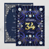 trente-quatrième invitation de fête d'anniversaire (Devant / Derrière)