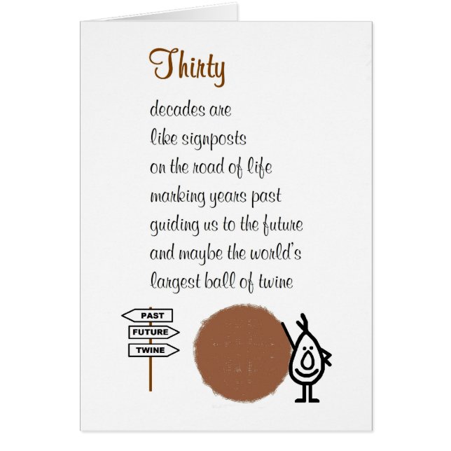 Trente - un trentième poème bithday drôle (Devant)