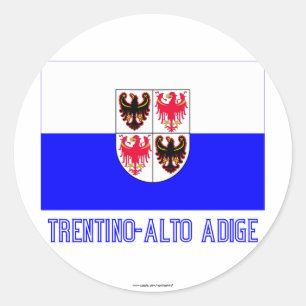 Trentino-Alto Adige vlag met naam Ronde Sticker
