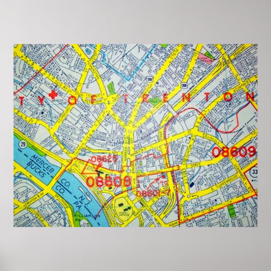 Trenton, NJ  Map Poster (Voorkant)