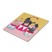 Trépied de carreau de céramique de caniches du (Côté)