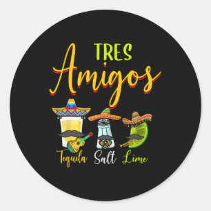 Tres amigos Tequila Salt Limoen Cinco de Mayo Ronde Sticker