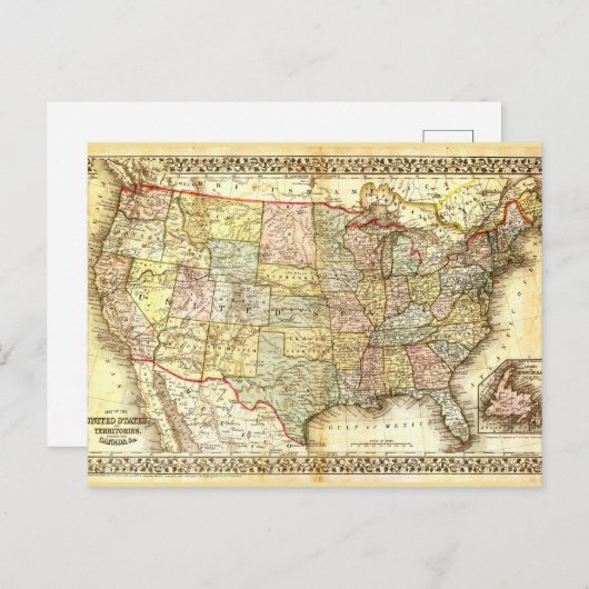 Très ancienne carte des États-Unis d'Amérique (Devant / Derrière)