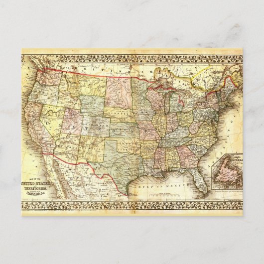 Très ancienne carte des États-Unis d'Amérique (Devant)