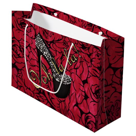 Tres Chic Rouge Fleurs Groot Cadeauzakje (Voorkant Gekanteld)
