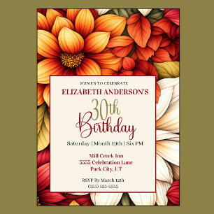 Très jolie invitation Fleur de Dahlia pour 30e ann