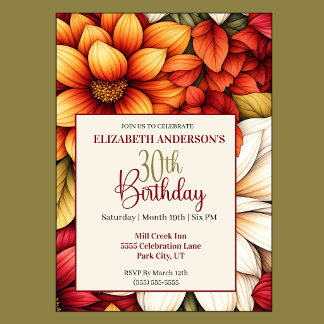 Très jolie invitation Fleur de Dahlia pour 30e ann