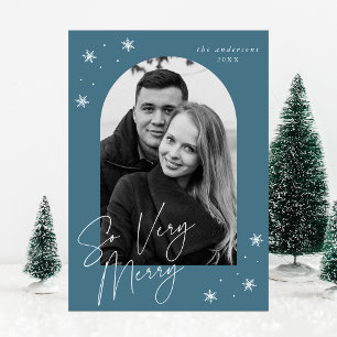 Très joyeuse carte de Noël avec cadre photo en arc